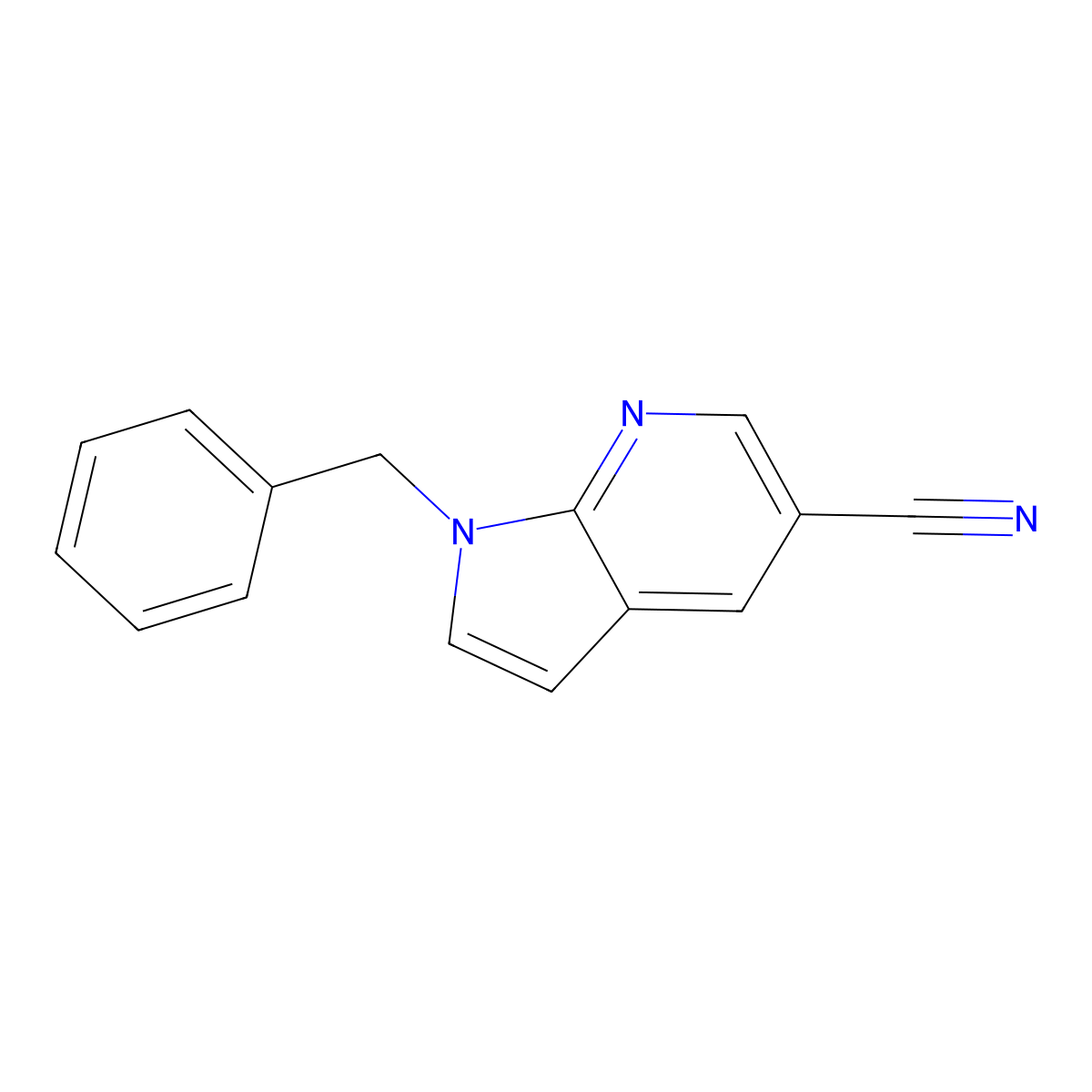 1-(Phenylmethyl)-1H-pyrrolo[2,3-B]pyridine-5-carbonitrile molecular structure, CAS 517918-98-8