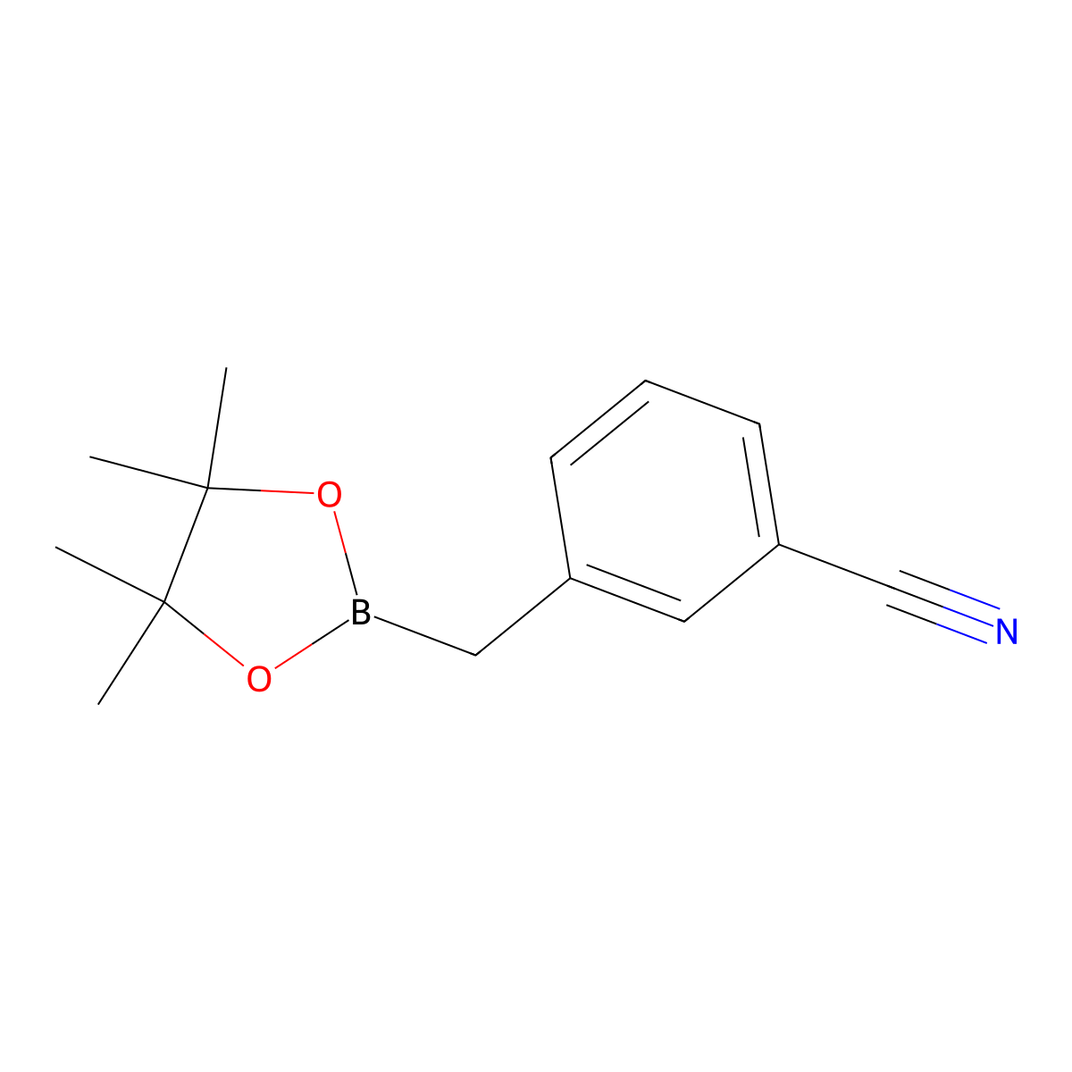 3-[(Tetramethyl-1,3,2-dioxaborolan-2-yl)methyl]benzonitrile molecular structure, CAS 517920-57-9