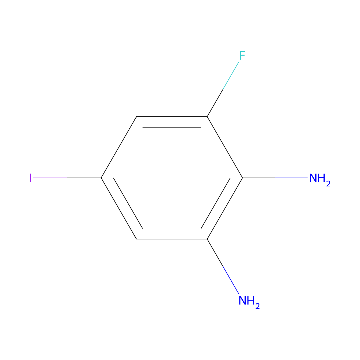 3-Fluoro-5-iodobenzene-1,2-diamine molecular structure, CAS 517920-74-0