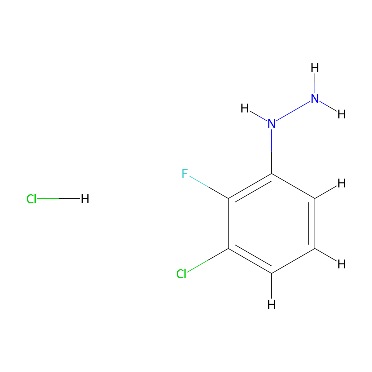 (3-Chloro-2-fluorophenyl)hydrazine hydrochloride molecular structure, CAS 517920-75-1