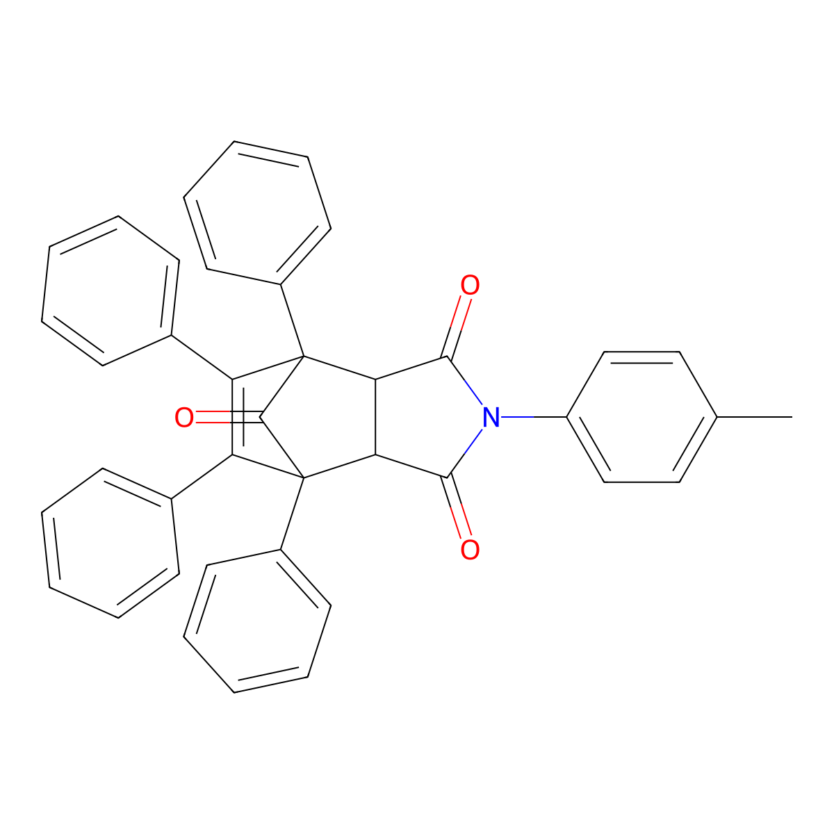 4,5,6,7-tetraphenyl-2-(p-tolyl)-3a,4,7,7a-tetrahydro-1H-4,7-methanoisoindole-1,3,8(2H)-trione molecular structure, CAS 51796-32-8