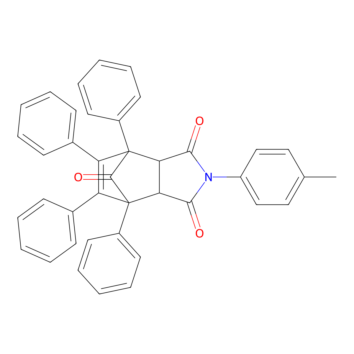 4,5,6,7-tetraphenyl-2-(p-tolyl)-3a,4,7,7a-tetrahydro-1H-4,7-methanoisoindole-1,3,8(2H)-trione molecular structure, CAS 51796-32-8