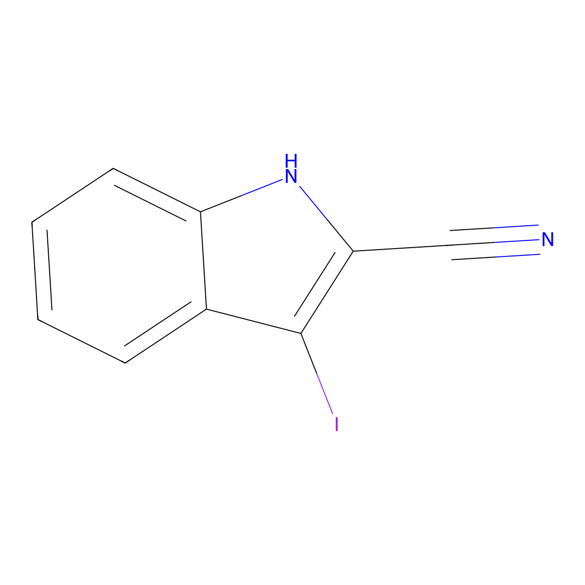 3-iodo-1H-indole-2-carbonitrile molecular structure, CAS 51796-65-7