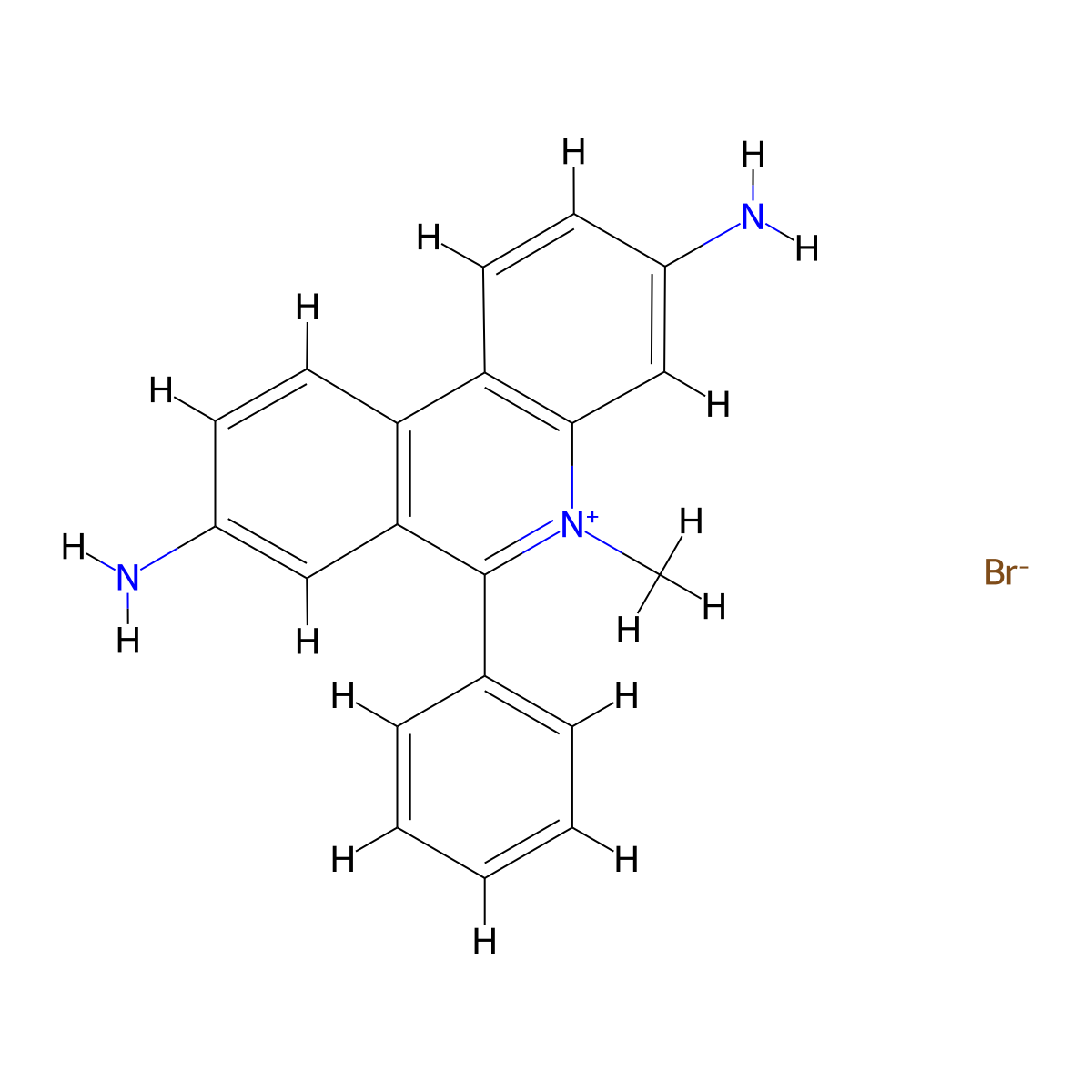 Phenanthridinium, 3,8-diamino-5-methyl-6-phenyl-, bromide (1:1) molecular structure, CAS 518-67-2