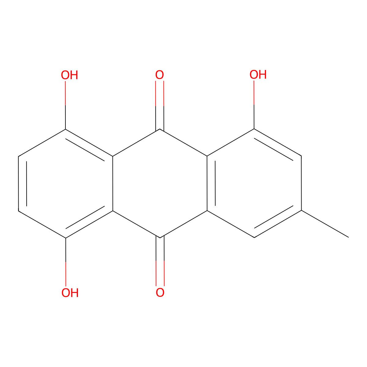 1,5,8-Trihydroxy-3-methyl-9,10-anthracenedione molecular structure, CAS 518-80-9