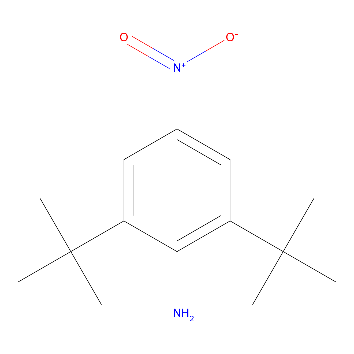 2,6-Bis(1,1-dimethylethyl)-4-nitrobenzenamine molecular structure, CAS 5180-59-6