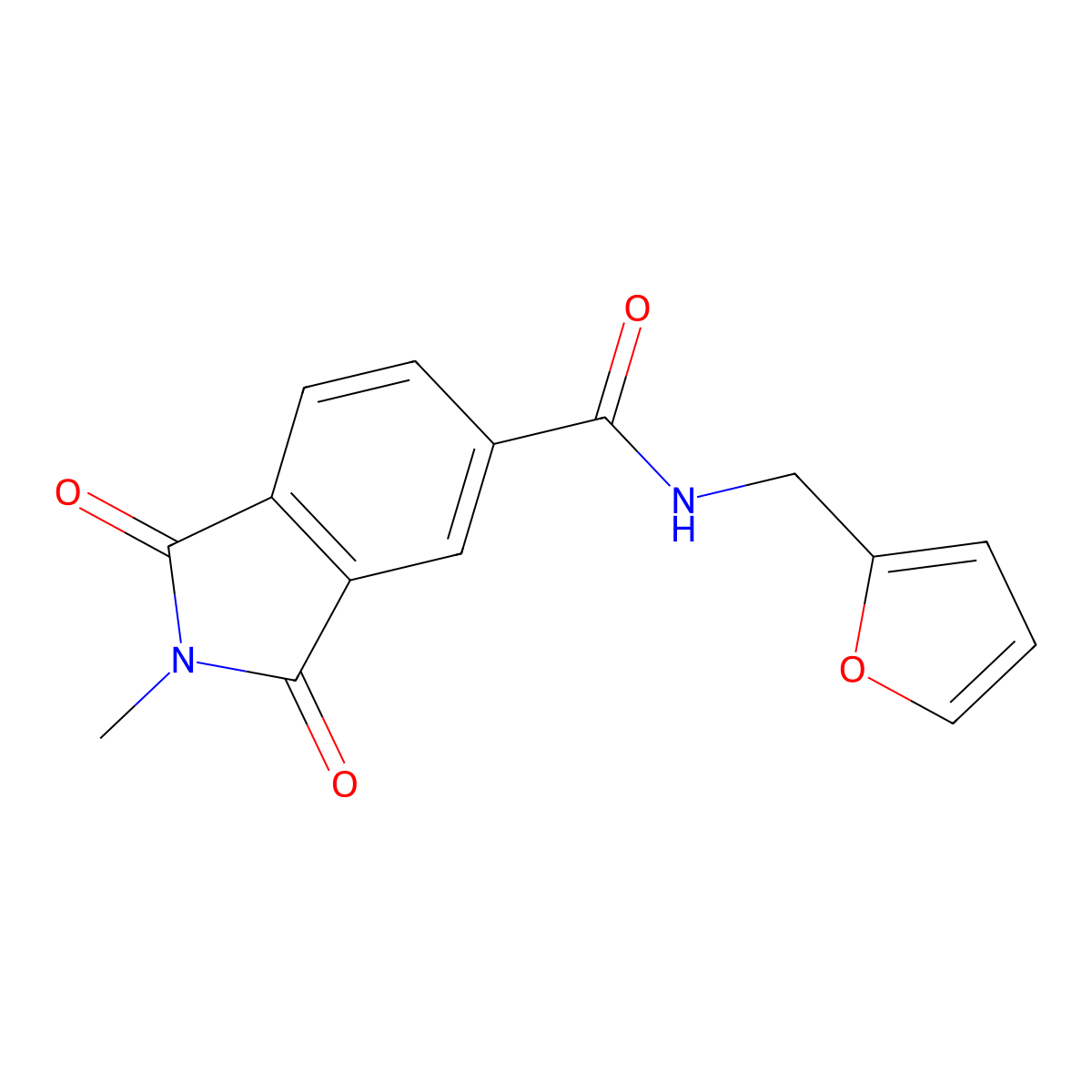 N-(furan-2-ylmethyl)-2-methyl-1,3-dioxoisoindole-5-carboxamide molecular structure, CAS 518006-95-6