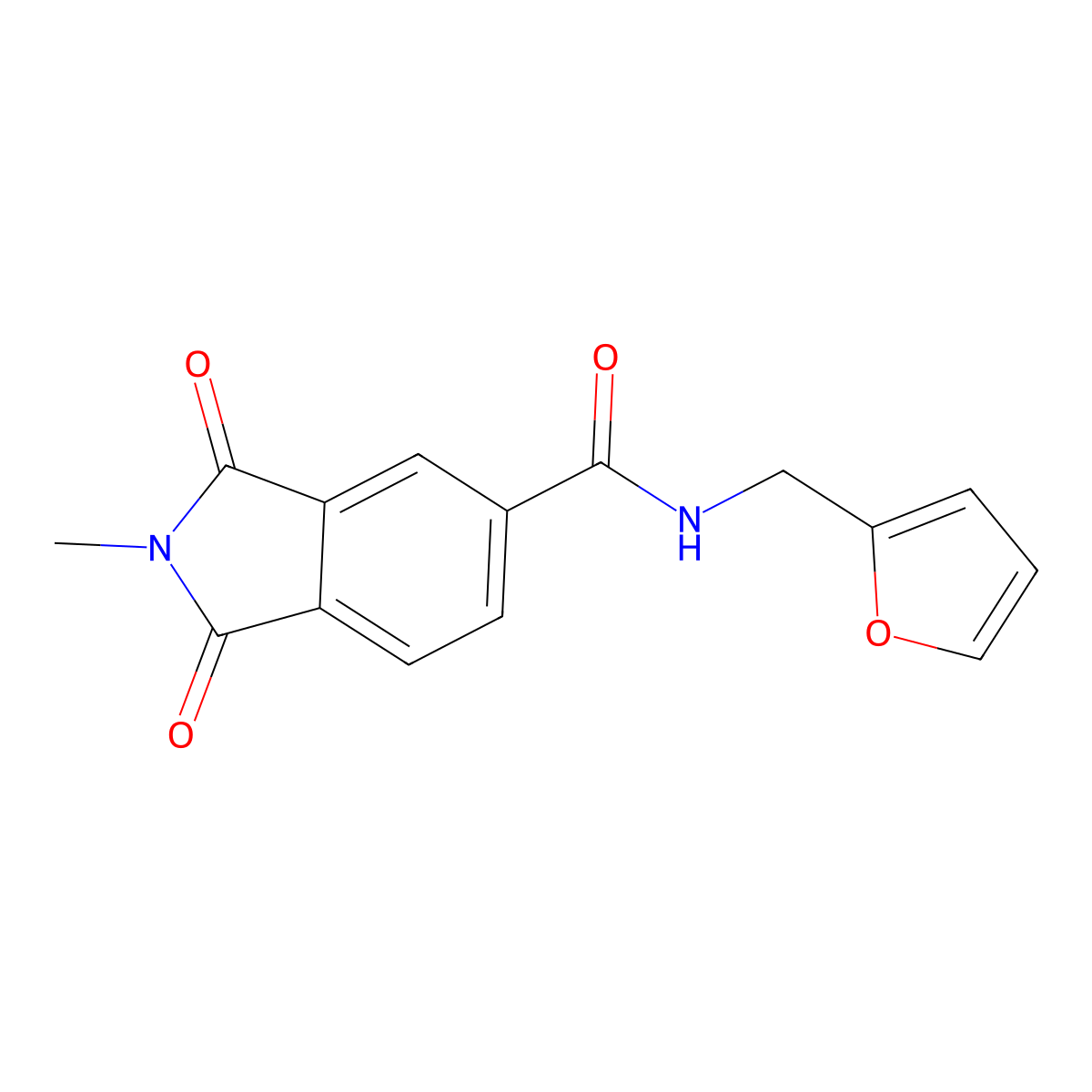 N-(furan-2-ylmethyl)-2-methyl-1,3-dioxoisoindole-5-carboxamide molecular structure, CAS 518006-95-6