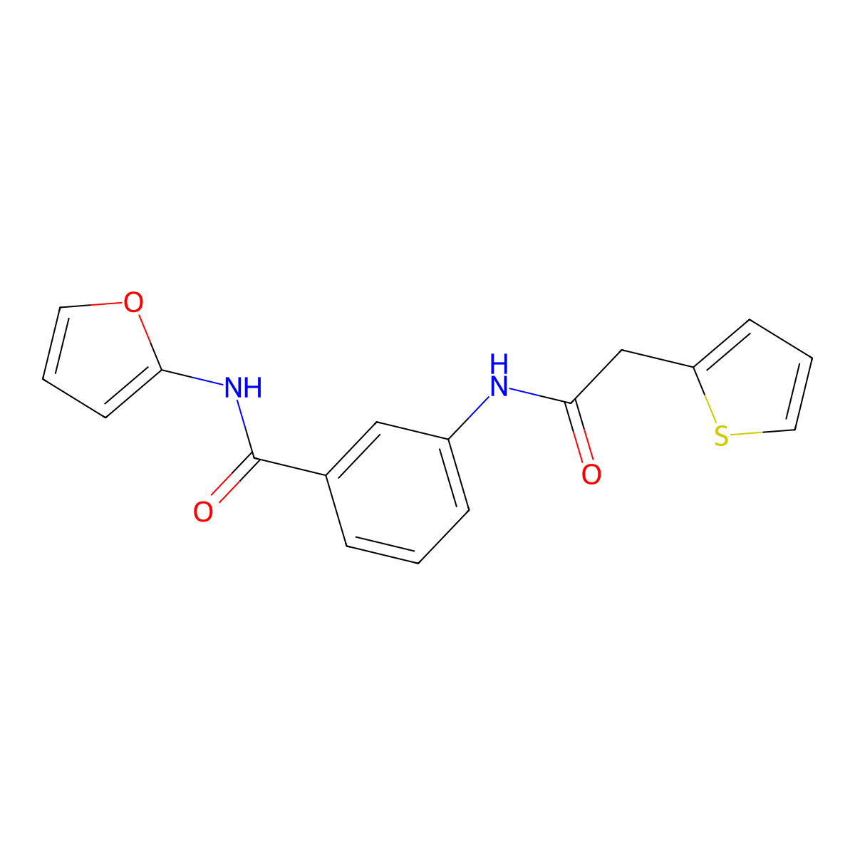 N-(furan-2-yl)-3-[(2-thiophen-2-ylacetyl)amino]benzamide molecular structure, CAS 518007-21-1
