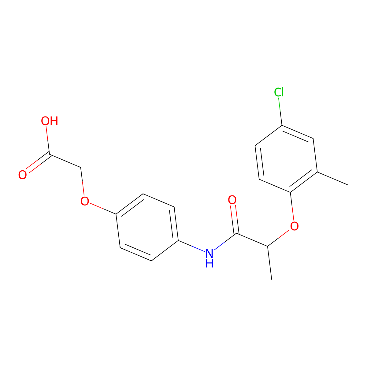 (4-{[2-(4-Chloro-2-methylphenoxy)propanoyl]amino}phenoxy)acetic acid molecular structure, CAS 518007-44-8