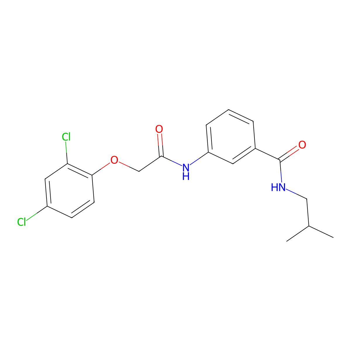 3-[[2-(2,4-dichlorophenoxy)acetyl]amino]-N-(2-methylpropyl)benzamide molecular structure, CAS 518007-64-2