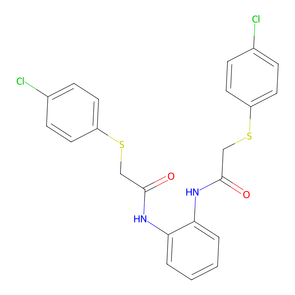 2-(4-chlorophenyl)sulfanyl-N-[2-[[2-(4-chlorophenyl)sulfanylacetyl]amino]phenyl]acetamide molecular structure, CAS 518007-94-8