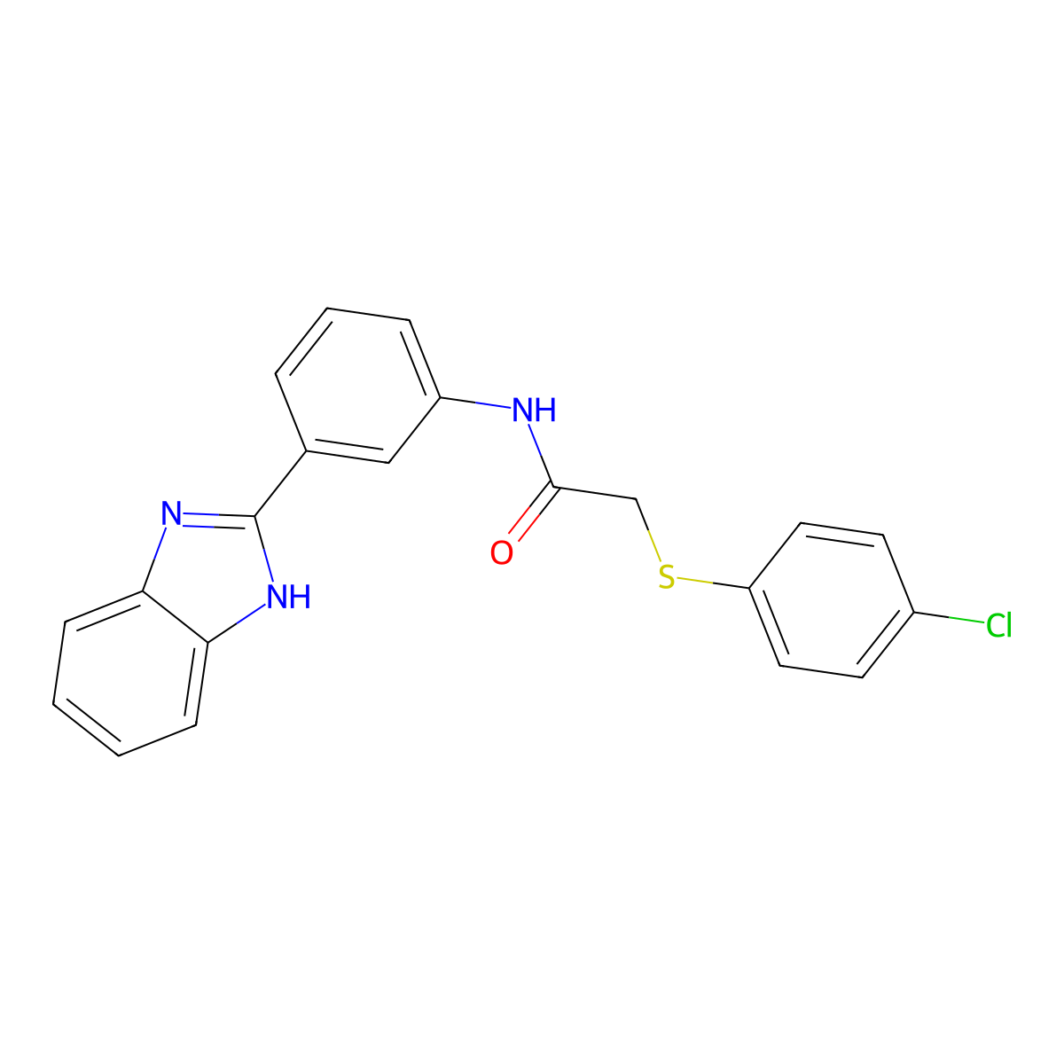 N-[3-(1H-benzimidazol-2-yl)phenyl]-2-(4-chlorophenyl)sulfanylacetamide molecular structure, CAS 518007-97-1