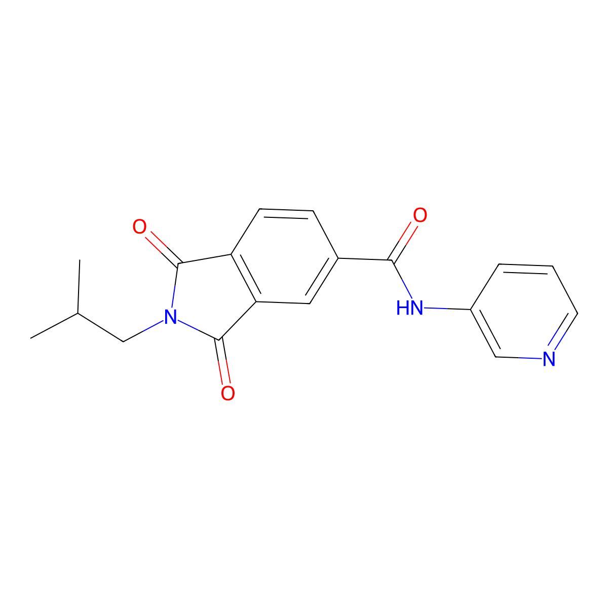 2-(2-methylpropyl)-1,3-dioxo-N-(pyridin-3-yl)-2,3-dihydro-1H-isoindole-5-carboxamide molecular structure, CAS 518008-06-5