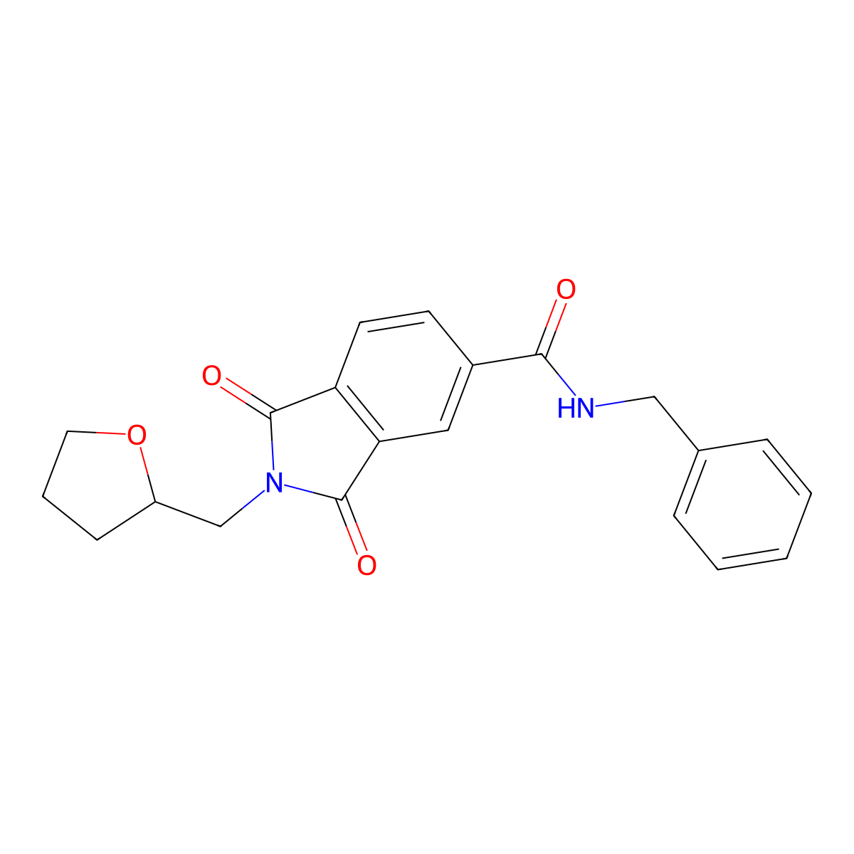 N-benzyl-1,3-dioxo-2-(oxolan-2-ylmethyl)isoindole-5-carboxamide molecular structure, CAS 518008-14-5