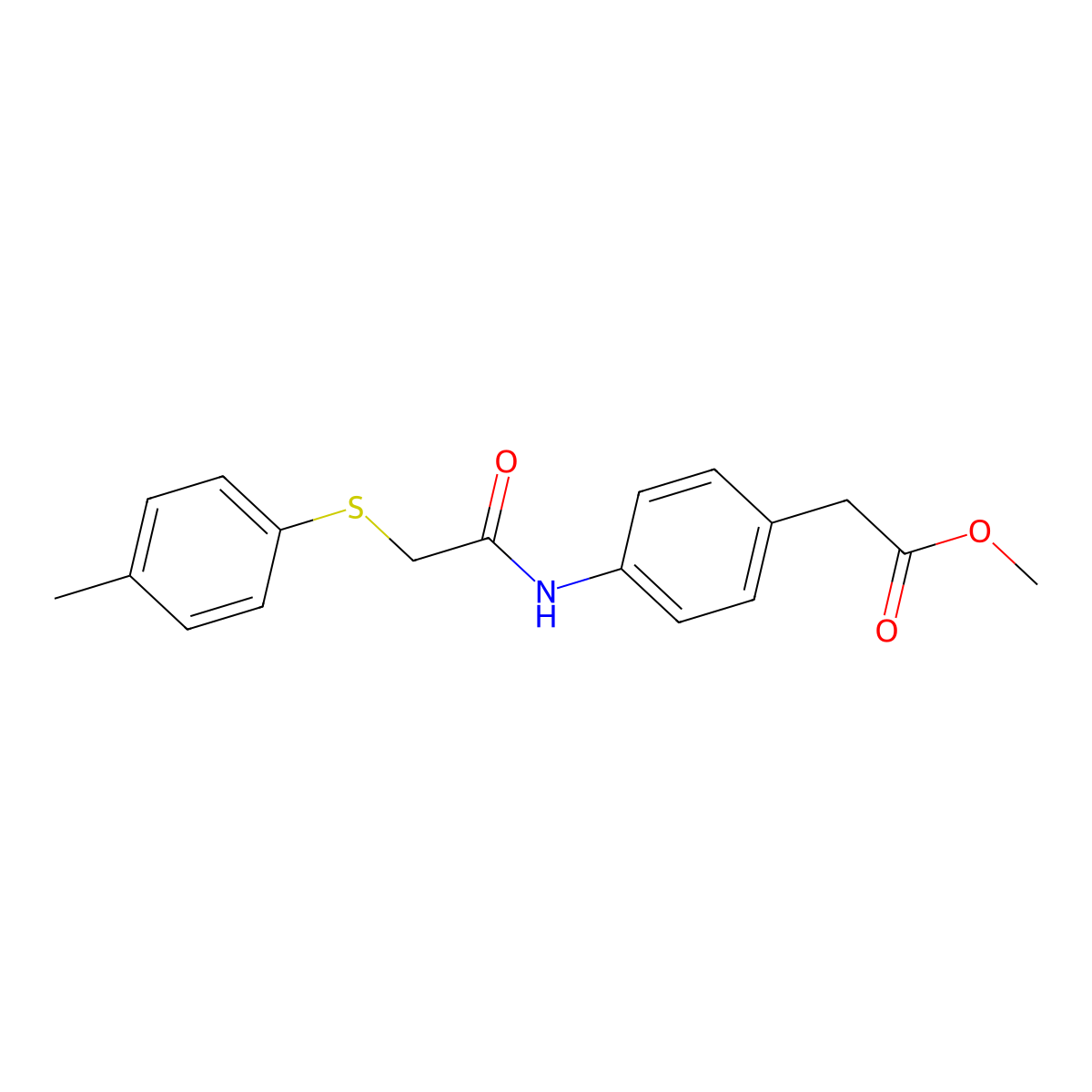 Methyl [4-({[(4-methylphenyl)sulfanyl]acetyl}amino)phenyl]acetate molecular structure, CAS 518008-47-4