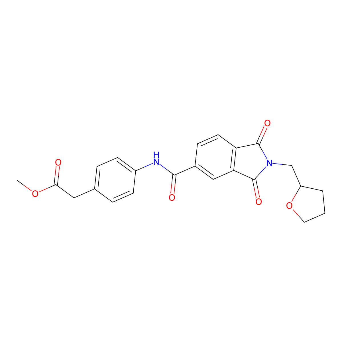 methyl [4-({[1,3-dioxo-2-(tetrahydrofuran-2-ylmethyl)-2,3-dihydro-1H-isoindol-5-yl]carbonyl}amino)phenyl]acetate molecular structure, CAS 518008-48-5