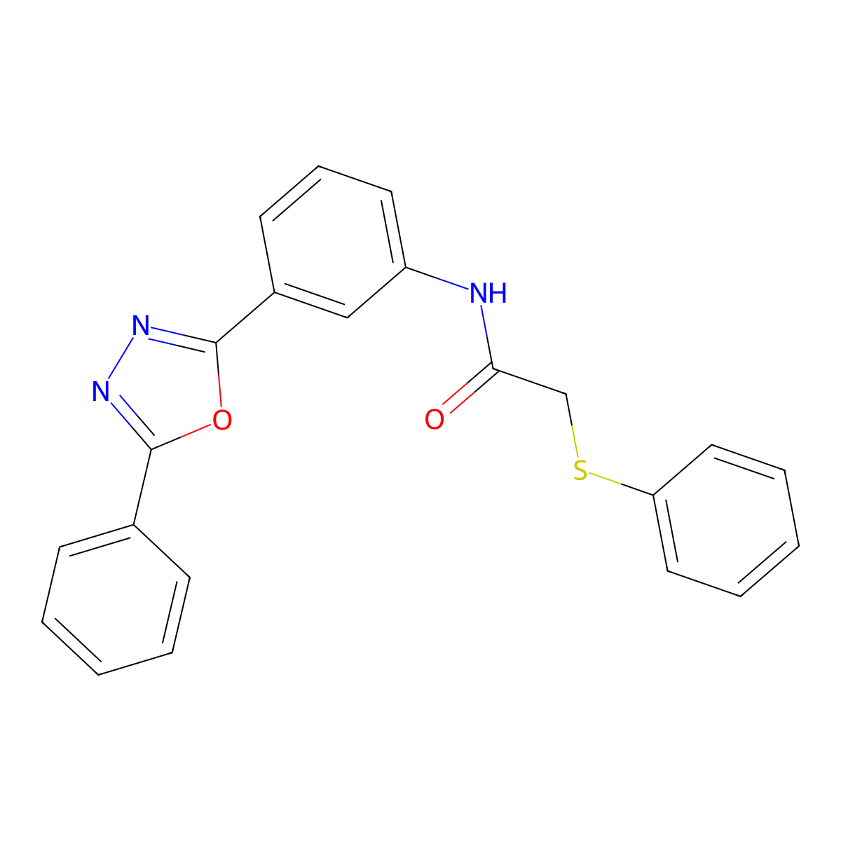 N-[3-(5-phenyl-1,3,4-oxadiazol-2-yl)phenyl]-2-phenylsulfanylacetamide molecular structure, CAS 518008-68-9