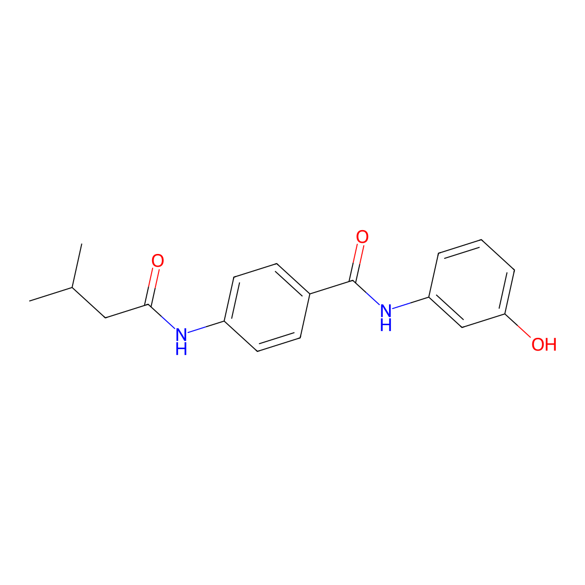 N-(3-hydroxyphenyl)-4-(3-methylbutanoylamino)benzamide molecular structure, CAS 518008-74-7