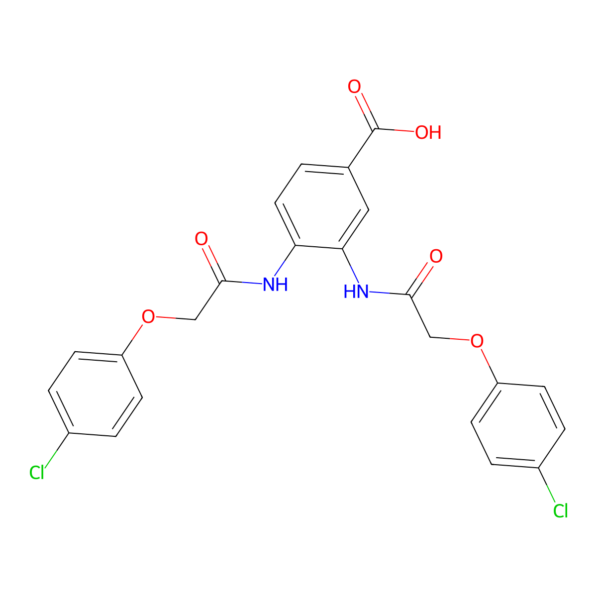 3,4-Bis{[(4-chlorophenoxy)acetyl]amino}benzoic acid molecular structure, CAS 518008-83-8