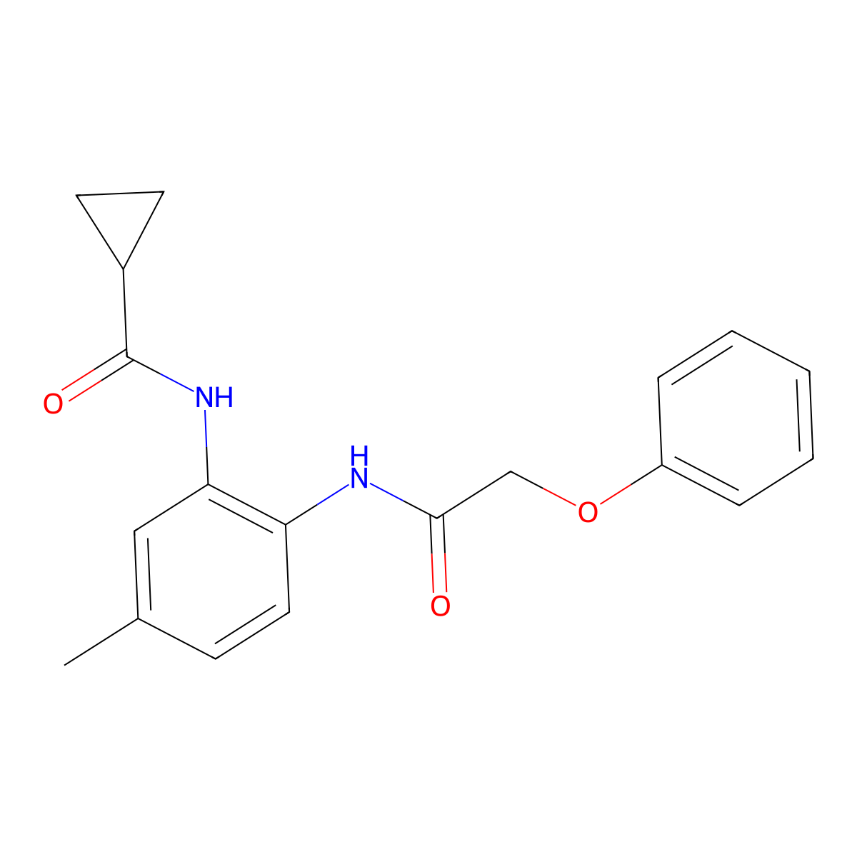 N-[5-methyl-2-[(2-phenoxyacetyl)amino]phenyl]cyclopropanecarboxamide molecular structure, CAS 518008-84-9