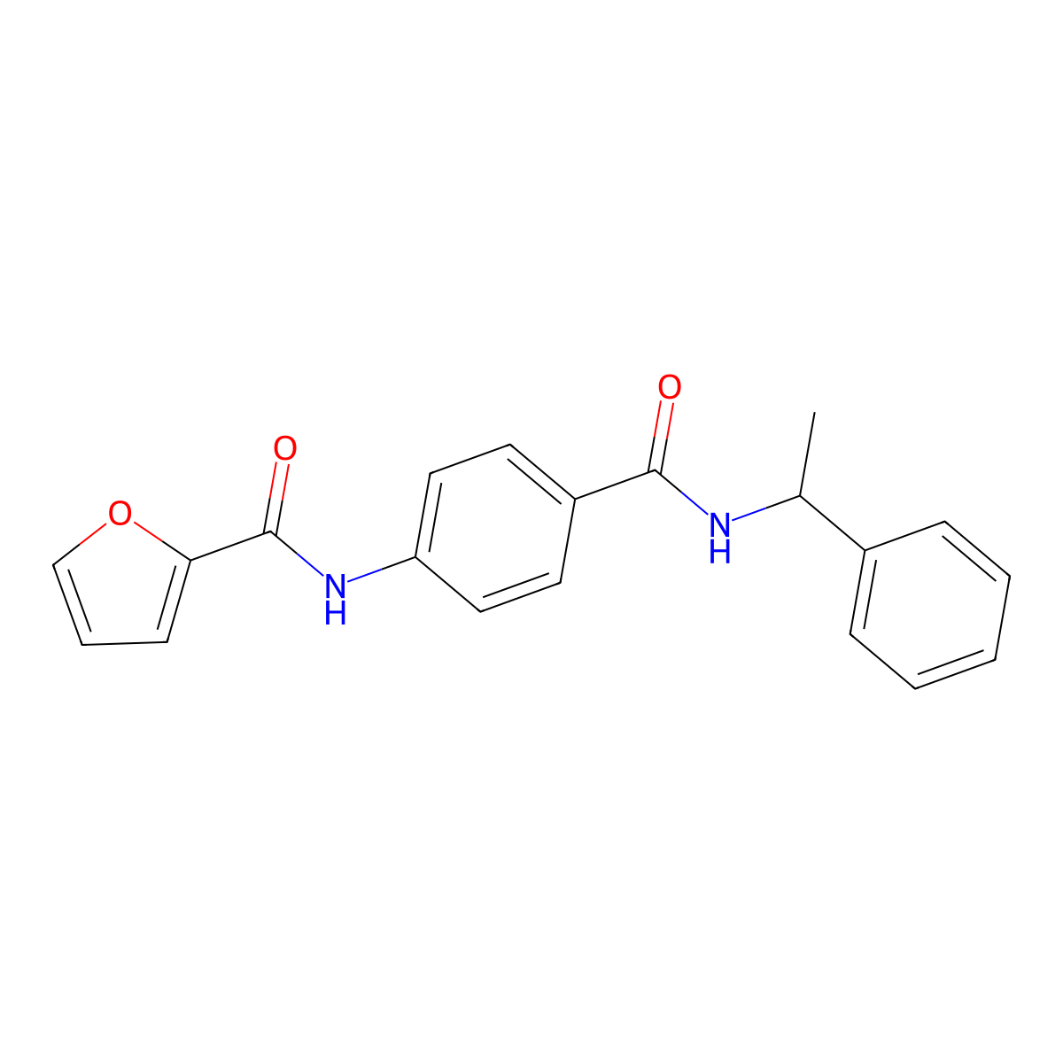 N-[4-(1-phenylethylcarbamoyl)phenyl]furan-2-carboxamide molecular structure, CAS 518009-02-4
