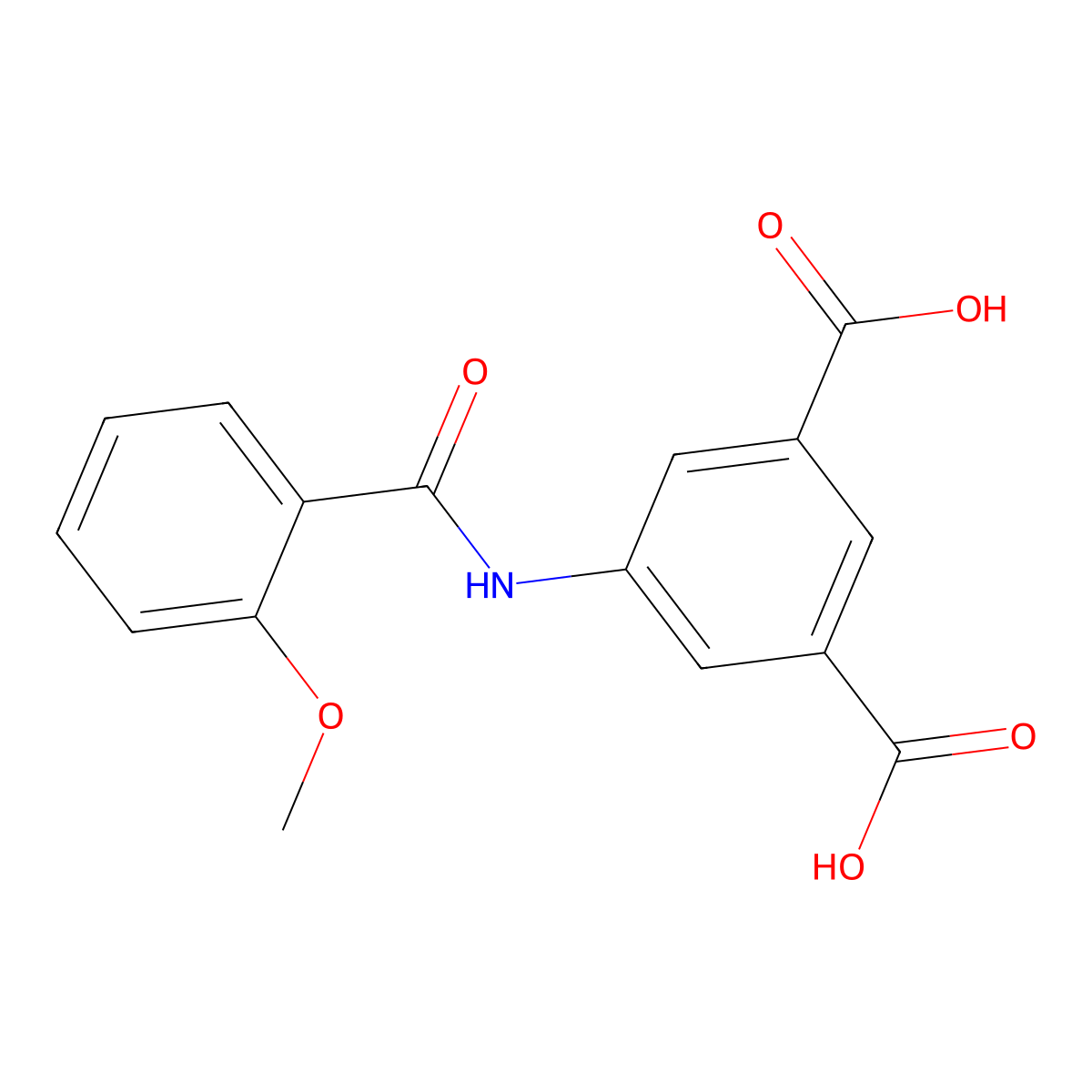 5-{[(2-Methoxyphenyl)carbonyl]amino}benzene-1,3-dicarboxylic acid molecular structure, CAS 518009-04-6