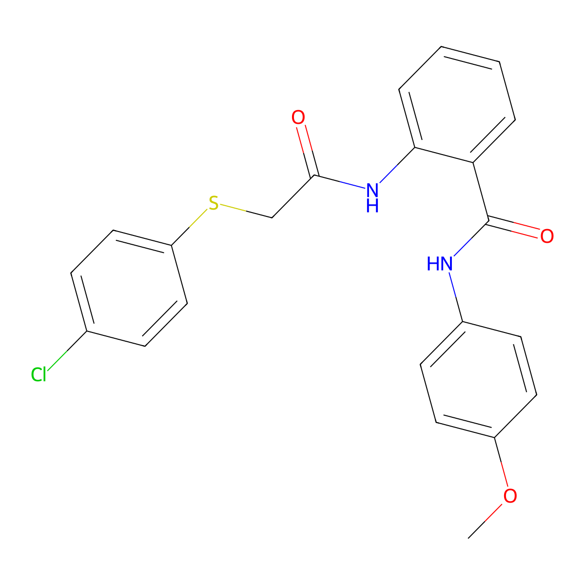 2-[[2-[(4-chlorophenyl)thio]-1-oxoethyl]amino]-N-(4-methoxyphenyl)benzamide molecular structure, CAS 518009-08-0