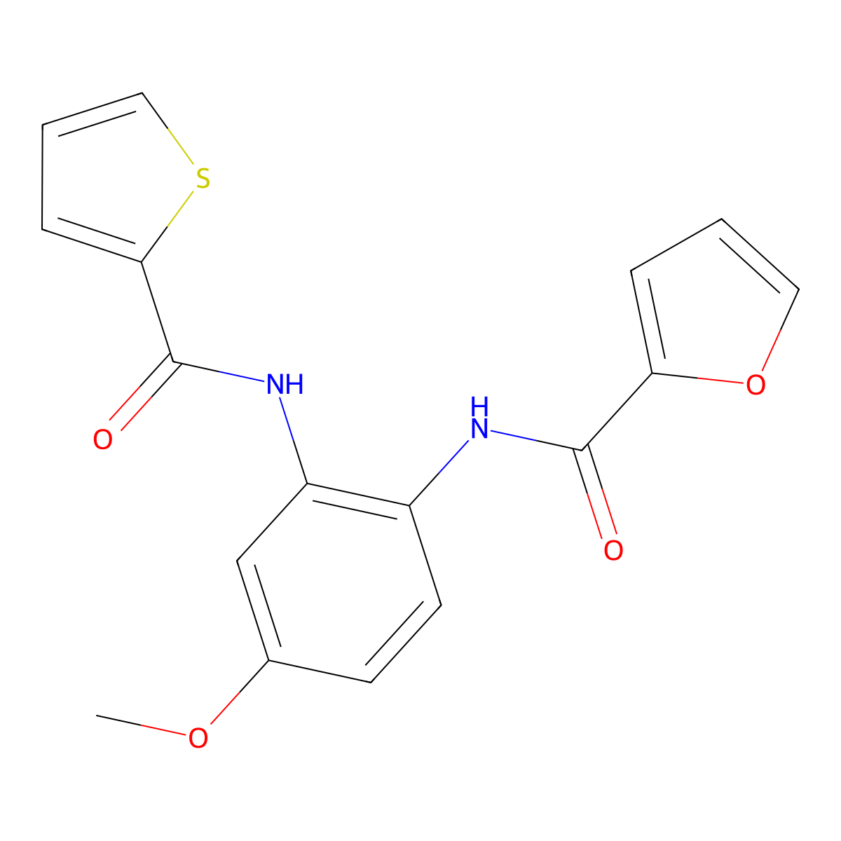 N-[4-methoxy-2-(thiophene-2-carbonylamino)phenyl]furan-2-carboxamide molecular structure, CAS 518009-18-2