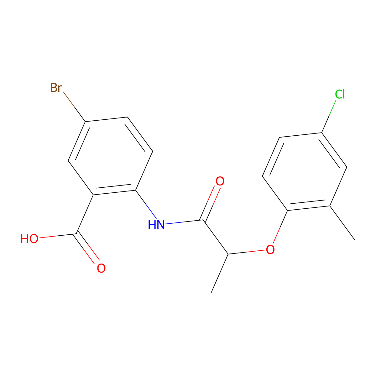 5-Bromo-2-{[2-(4-chloro-2-methylphenoxy)propanoyl]amino}benzoic acid molecular structure, CAS 518009-25-1