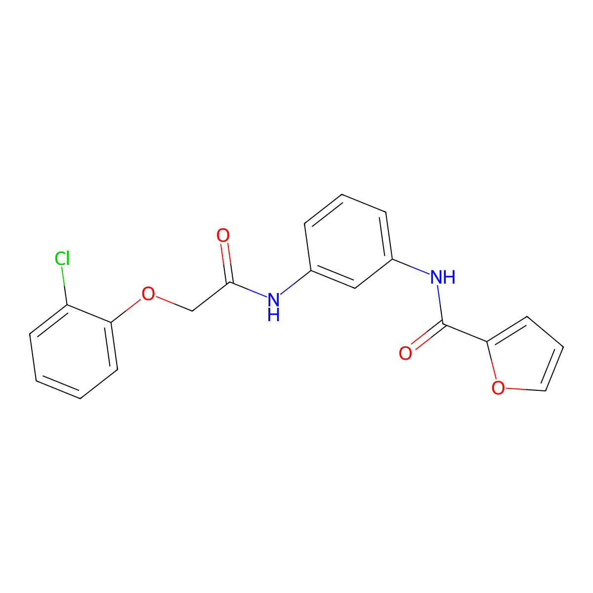 N-[3-[[2-(2-chlorophenoxy)acetyl]amino]phenyl]furan-2-carboxamide molecular structure, CAS 518009-29-5