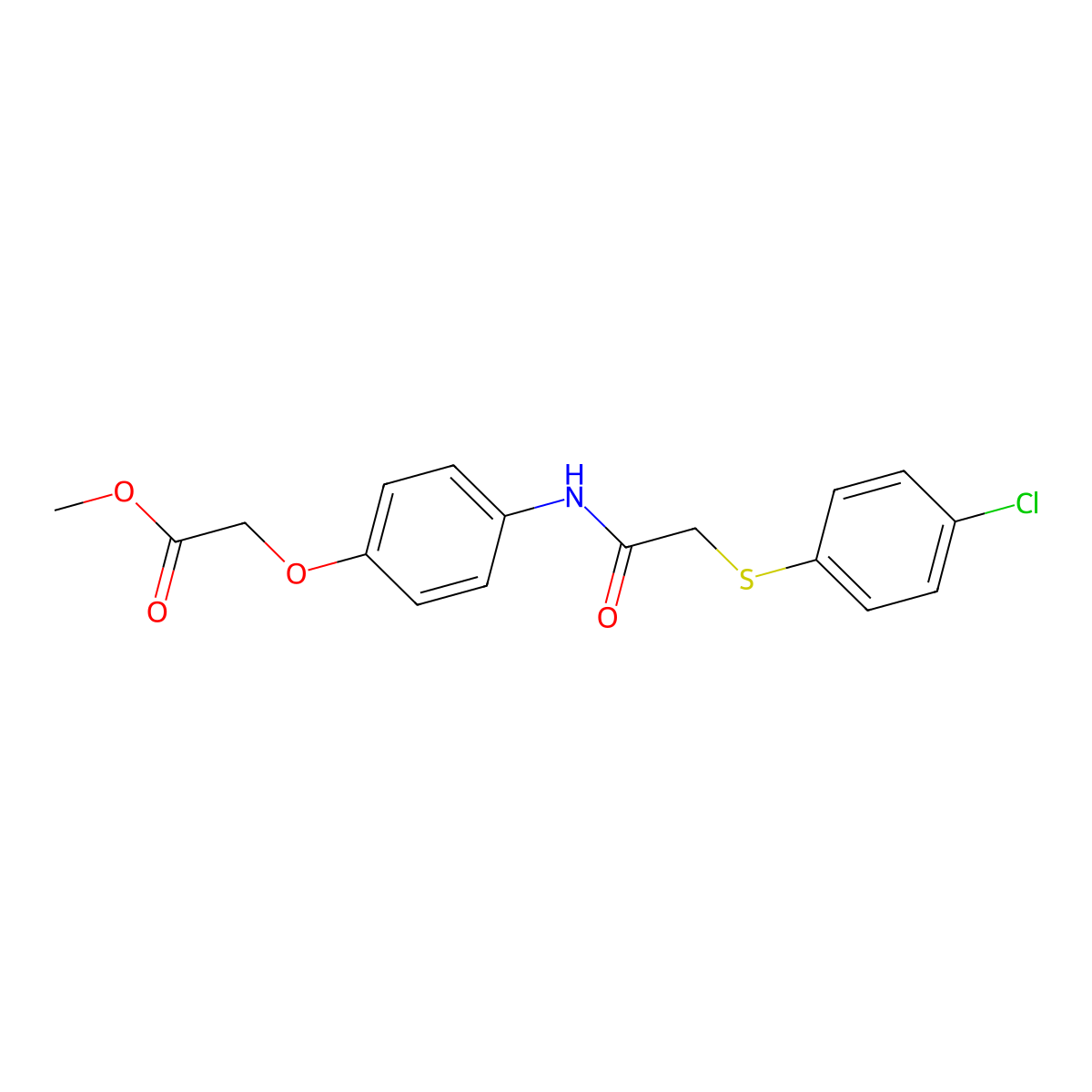 Methyl [4-({[(4-chlorophenyl)sulfanyl]acetyl}amino)phenoxy]acetate molecular structure, CAS 518009-32-0