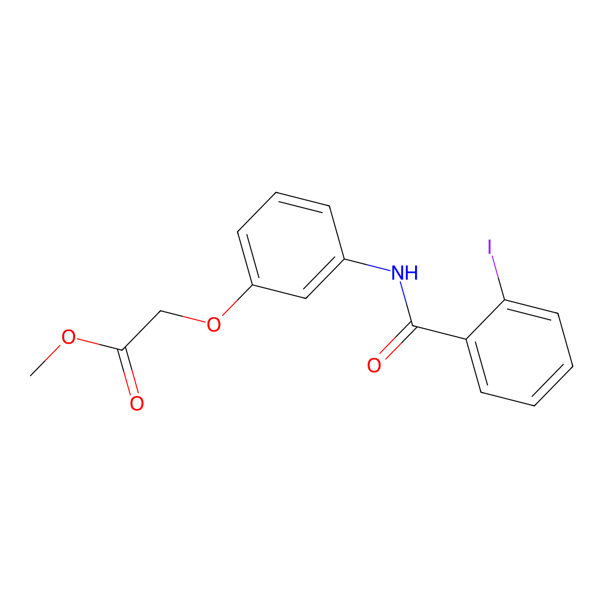 Methyl (3-{[(2-iodophenyl)carbonyl]amino}phenoxy)acetate molecular structure, CAS 518009-35-3