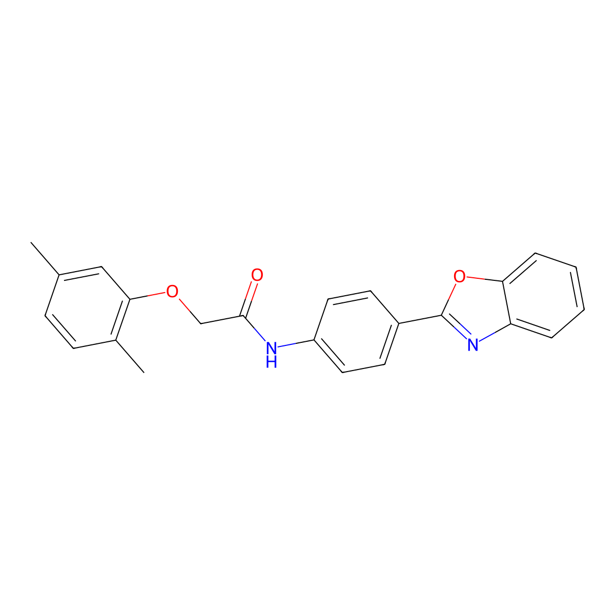 N-[4-(1,3-benzoxazol-2-yl)phenyl]-2-(2,5-dimethylphenoxy)acetamide molecular structure, CAS 518010-16-7