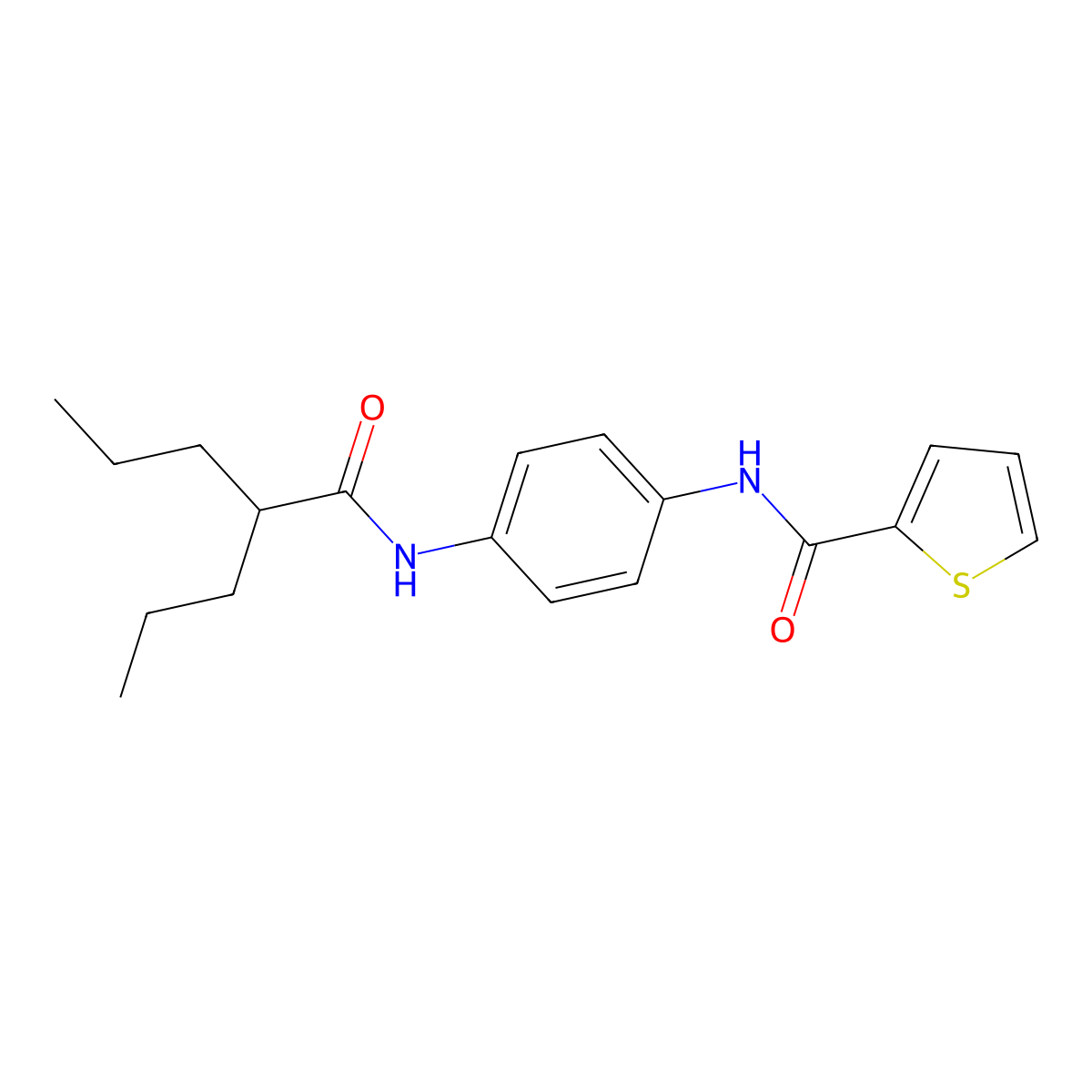 N-[4-(2-propylpentanoylamino)phenyl]thiophene-2-carboxamide molecular structure, CAS 518010-23-6