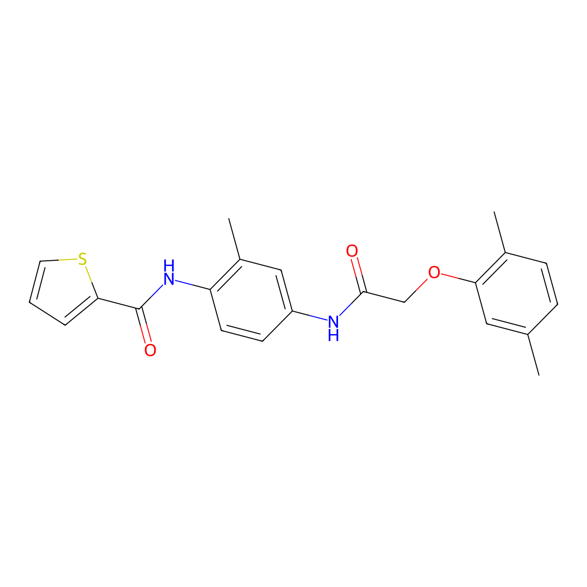 N-[4-[[2-(2,5-dimethylphenoxy)acetyl]amino]-2-methylphenyl]thiophene-2-carboxamide molecular structure, CAS 518010-26-9