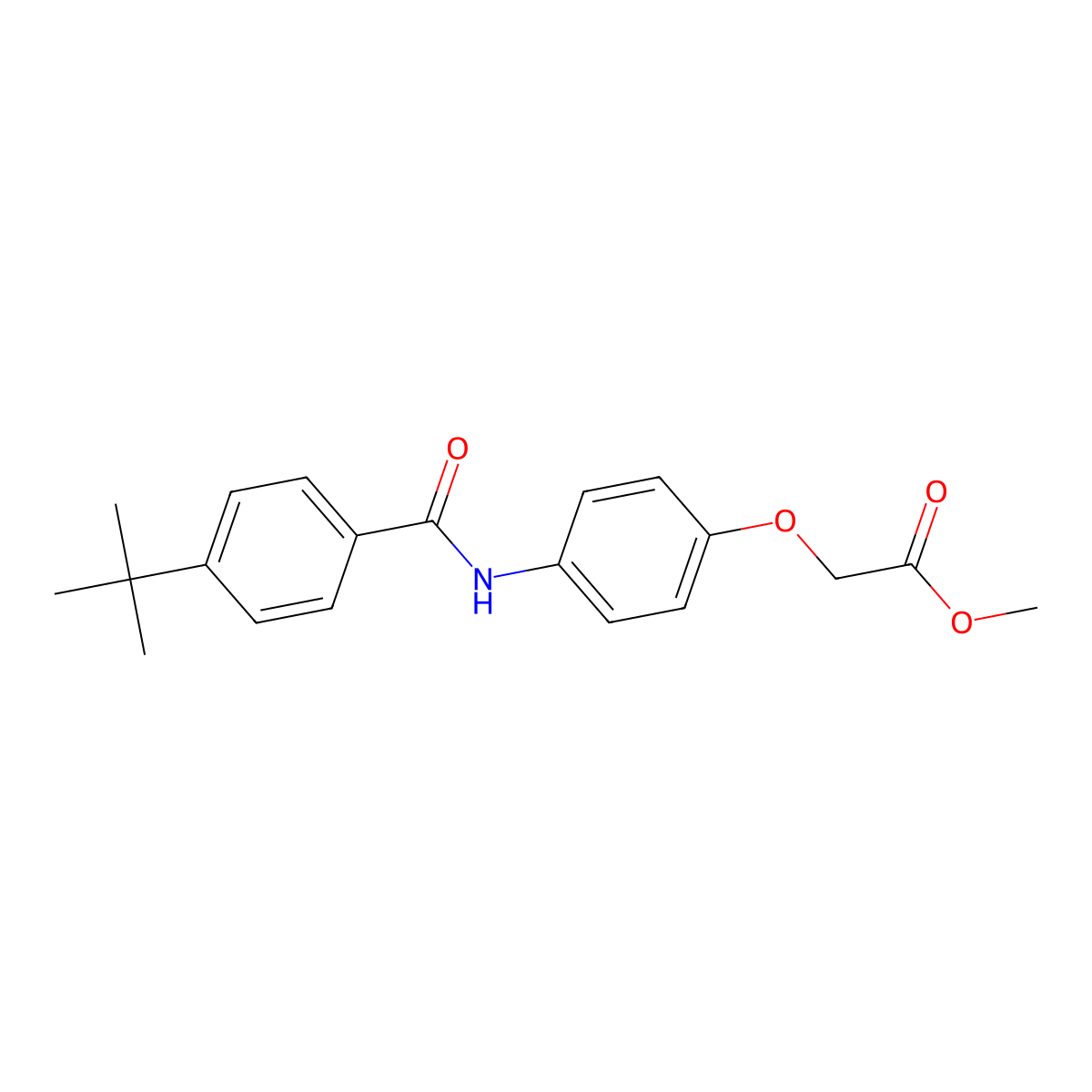 Methyl (4-{[(4-tert-butylphenyl)carbonyl]amino}phenoxy)acetate molecular structure, CAS 518010-47-4