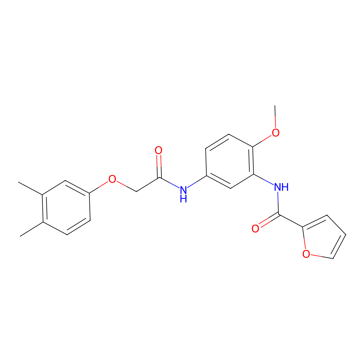 N-[5-[[2-(3,4-dimethylphenoxy)acetyl]amino]-2-methoxyphenyl]furan-2-carboxamide molecular structure, CAS 518010-53-2