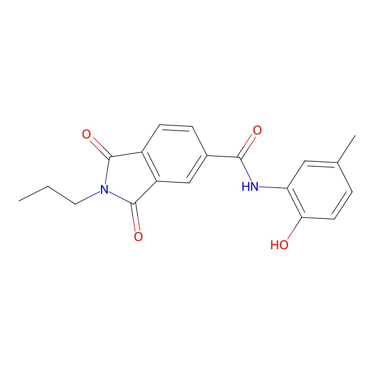 N-(2-hydroxy-5-methylphenyl)-1,3-dioxo-2-propyl-5-isoindolecarboxamide molecular structure, CAS 518010-96-3