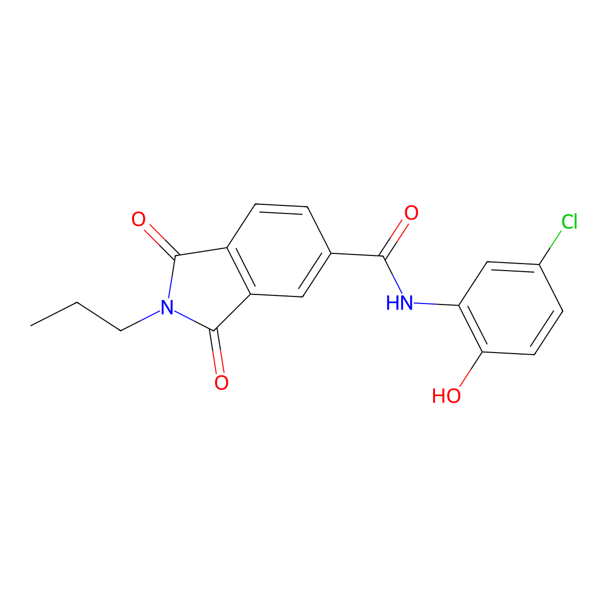 N-(5-chloro-2-hydroxyphenyl)-1,3-dioxo-2-propylisoindole-5-carboxamide molecular structure, CAS 518010-97-4