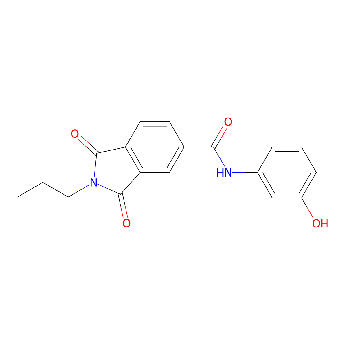 N-(3-hydroxyphenyl)-1,3-dioxo-2-propylisoindole-5-carboxamide molecular structure, CAS 518010-98-5