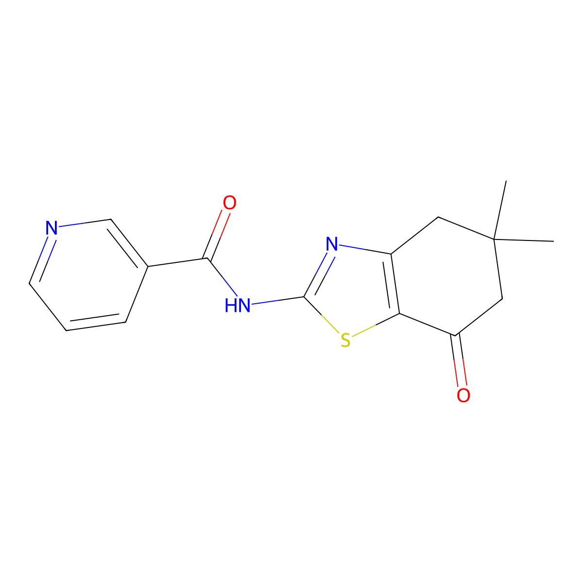 N-(5,5-dimethyl-7-oxo-4,6-dihydro-1,3-benzothiazol-2-yl)pyridine-3-carboxamide molecular structure, CAS 518017-59-9