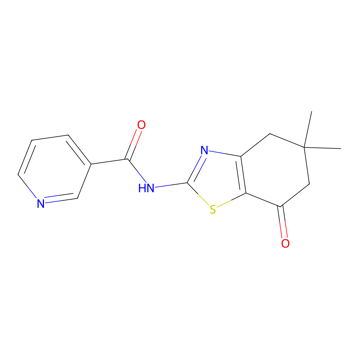 N-(5,5-dimethyl-7-oxo-4,6-dihydro-1,3-benzothiazol-2-yl)pyridine-3-carboxamide molecular structure, CAS 518017-59-9
