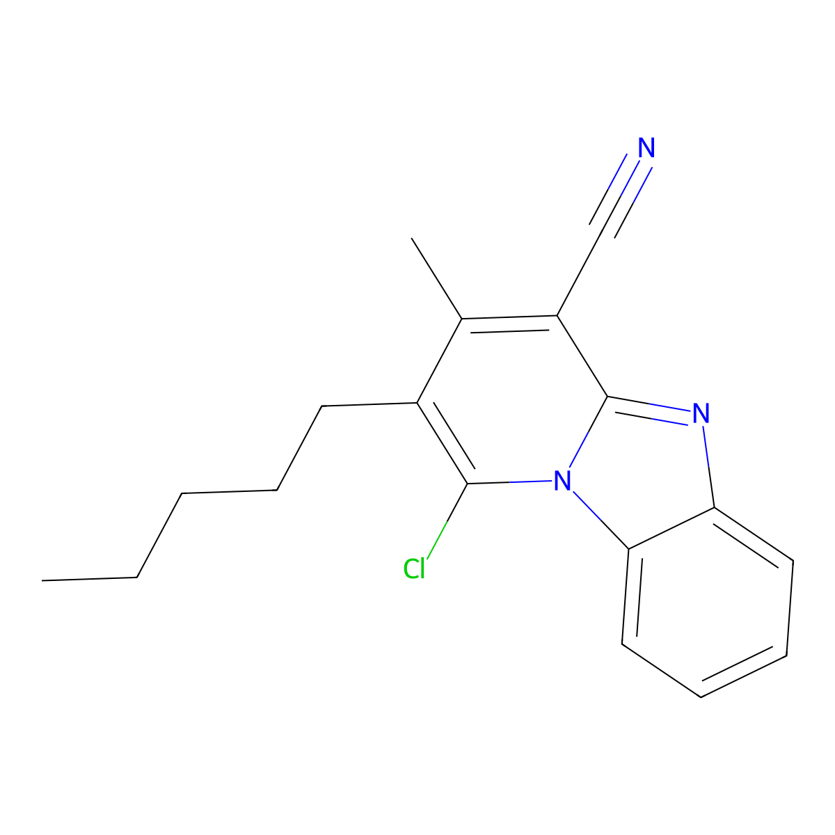 1-Chloro-3-methyl-2-pentylpyrido[1,2-a]benzimidazole-4-carbonitrile molecular structure, CAS 518018-37-6