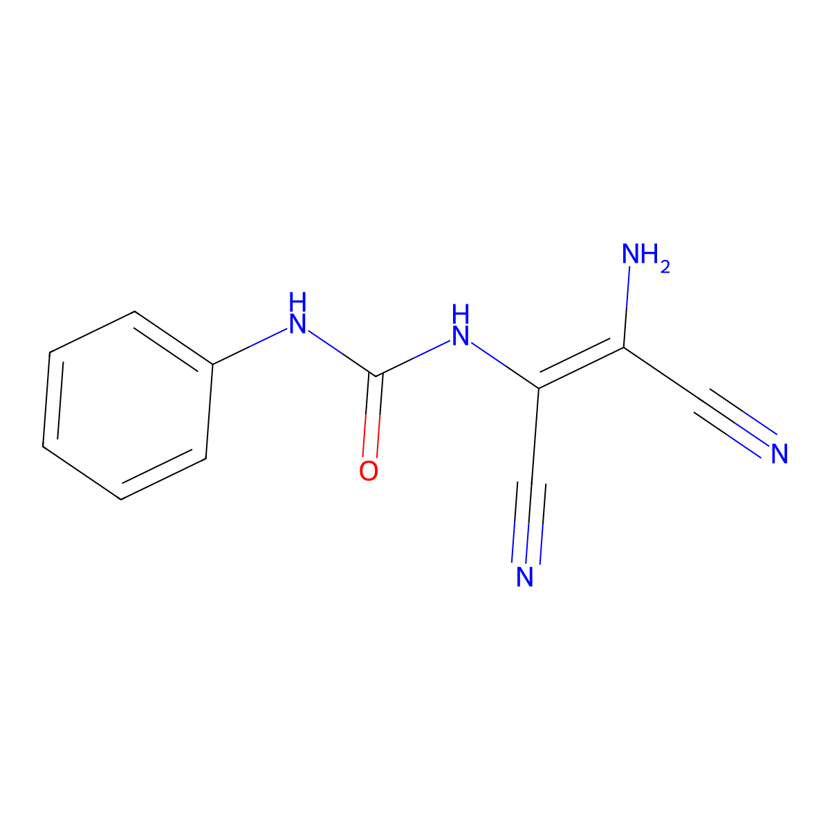 3-[(1Z)-2-amino-1,2-dicyanoeth-1-en-1-yl]-1-phenylurea molecular structure, CAS 51802-29-0