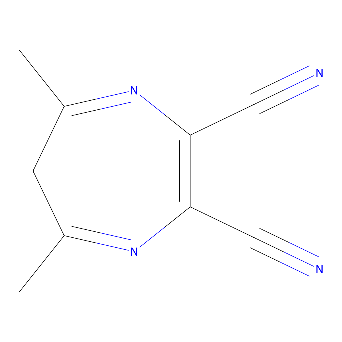 5,7-dimethyl-6H-1,4-diazepine-2,3-dicarbonitrile molecular structure, CAS 51802-55-2