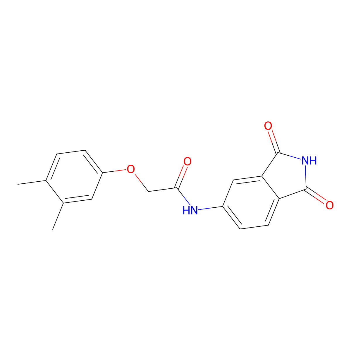 2-(3,4-dimethylphenoxy)-N-(1,3-dioxoisoindol-5-yl)acetamide molecular structure, CAS 518021-53-9