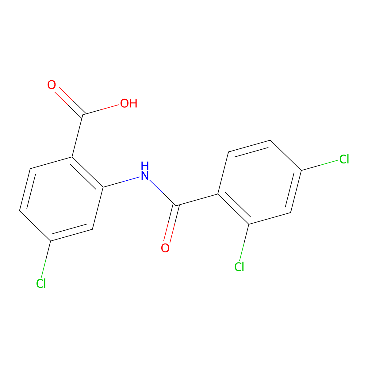 4-Chloro-2-(2,4-dichloro-benzoylamino)-benzoic acid molecular structure, CAS 518021-60-8