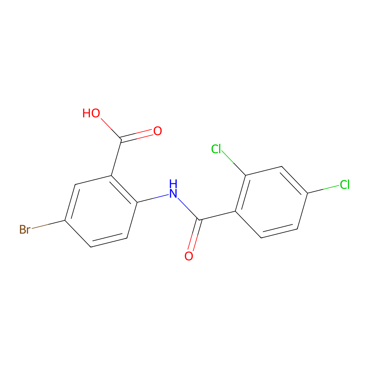 3-Bromo-6-(2,4-dichloro-benzoylamino)-benzoic acid molecular structure, CAS 518021-61-9