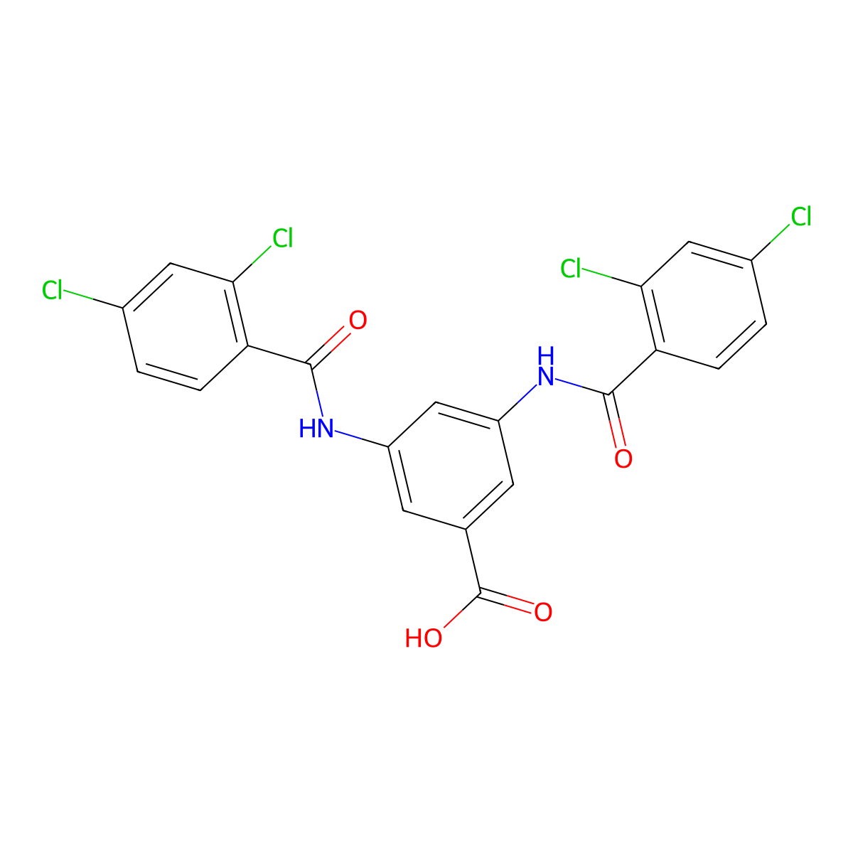 3,5-Bis{[(2,4-dichlorophenyl)carbonyl]amino}benzoic acid molecular structure, CAS 518021-66-4